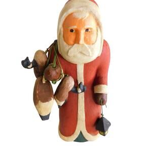 Vintage Vincent Giannetto III Woodland Santa Claus Geese Hand Carved